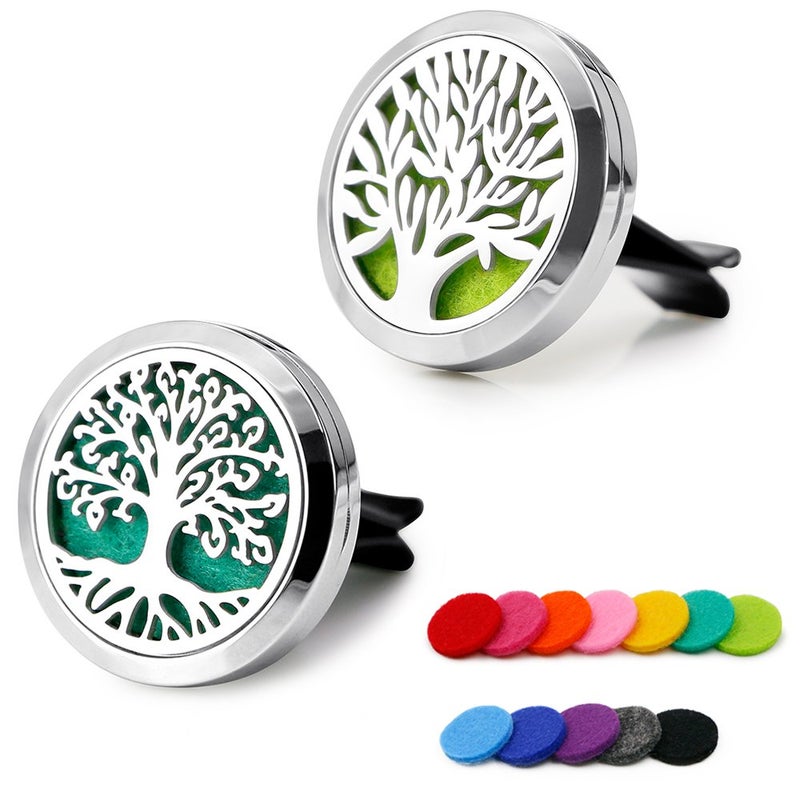 RoyAroma Car Air Freshener, 2PCS 30mm Car Aromatherapy Essential Oil Diffuser Stainless Steel Cars Diffuser with Vent Clip 12 Felt Pads - Image 1